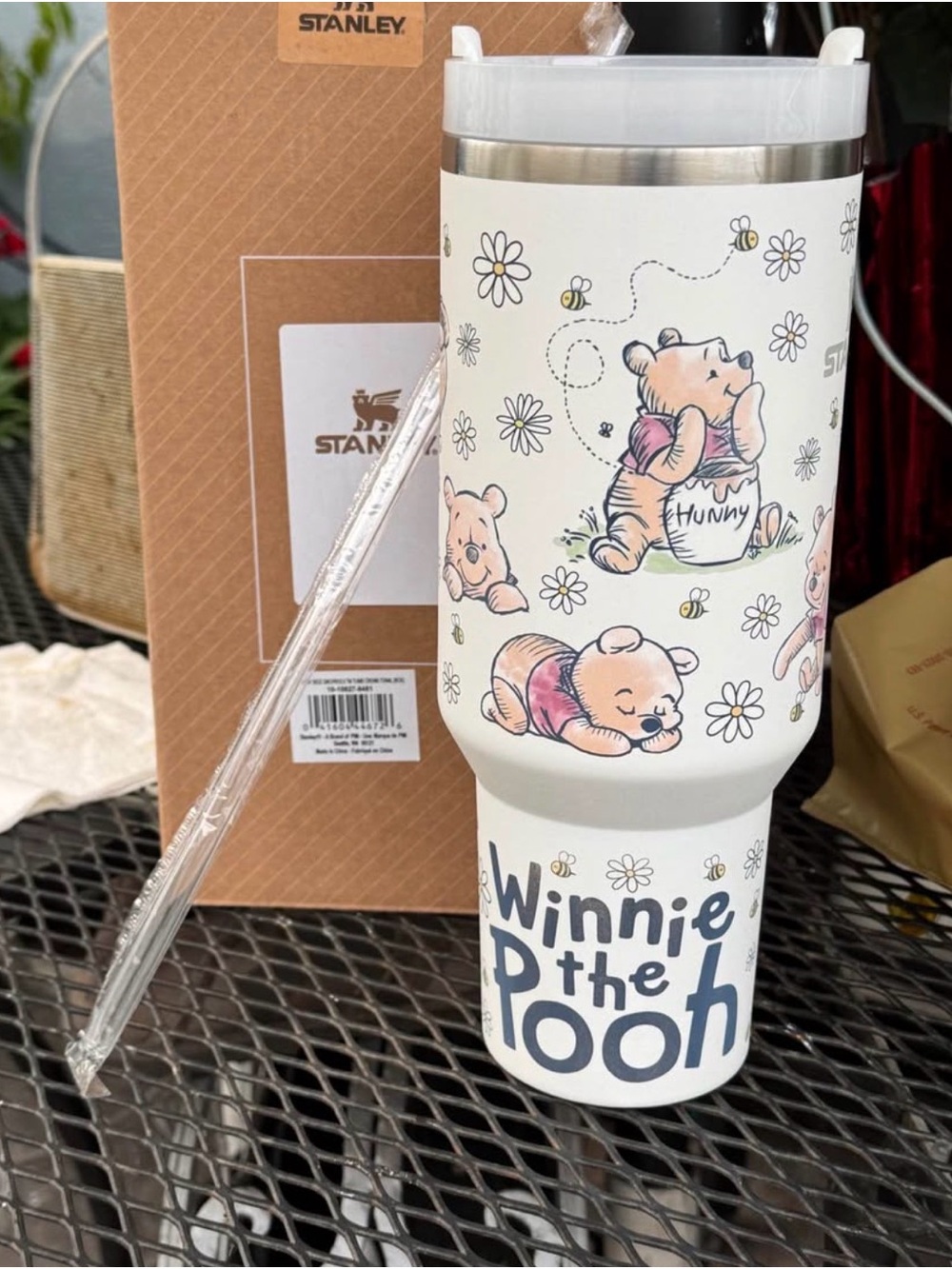 Stanley White Winnie the Pooh Illustrated Travel Tumbler - Picture 1 of 1